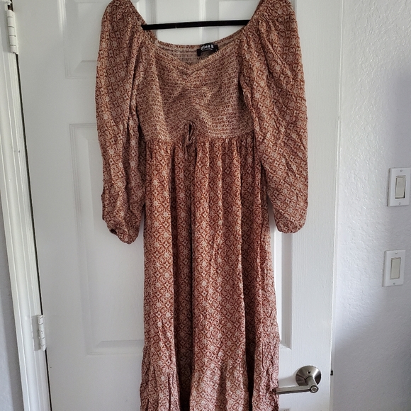 Pinkblush Rust Printed Sweetheart Neck Maternity Dress - Picture 2 of 6